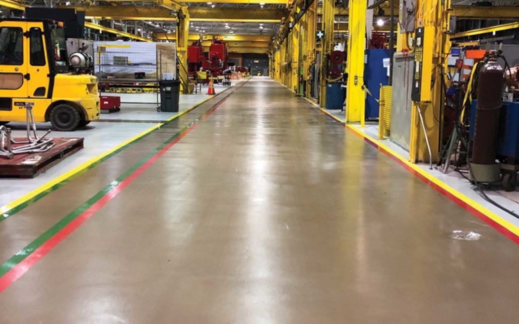 Shiny new flooring in a warehouse setting