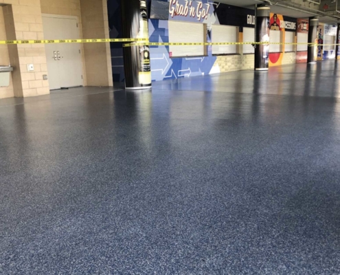 newly installed baseball stadium flooring