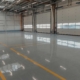 Empty car business warehouse polished concrete floor